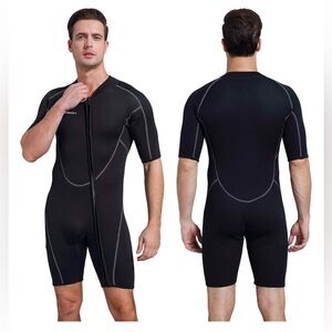 Seaskin Mens 3mm Shorty Wetsuit, men size small,Full Body Diving Suit